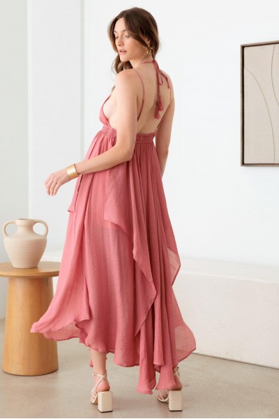 Tassel Fringe Strap Cutout Maxi Dress